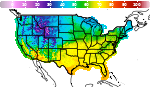 Click here for latest NOAA National Weather Service forecasts of high and low temperatures and more in a graphical format.