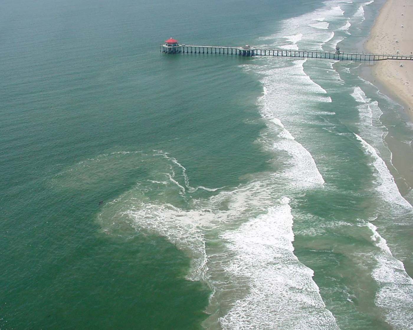 Image showing rip currents influenced by a near-structure